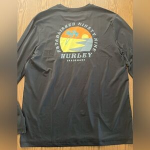 Hurley Black Long Sleeve Rash Guard with back graphic